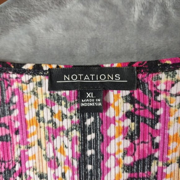 Notations Womens Ring Keyhole Stretch Knit Top XL Abstract Stripe High Low Artsy - Picture 2 of 12